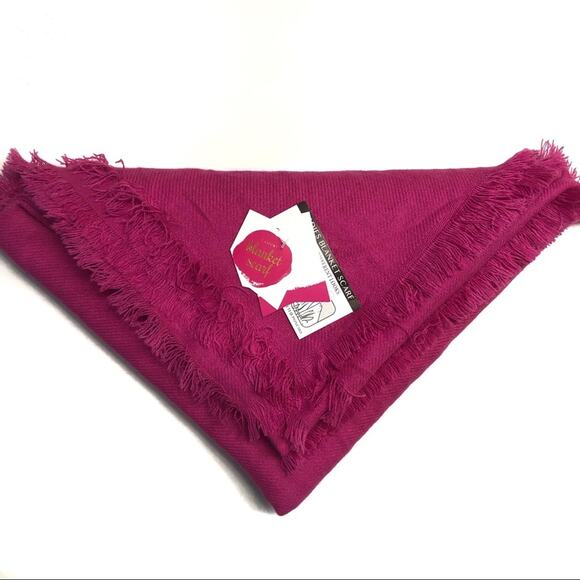 Nobrand Accessories - Pink convertible blanket scarf with fringe detail soft bright colorful cozy
